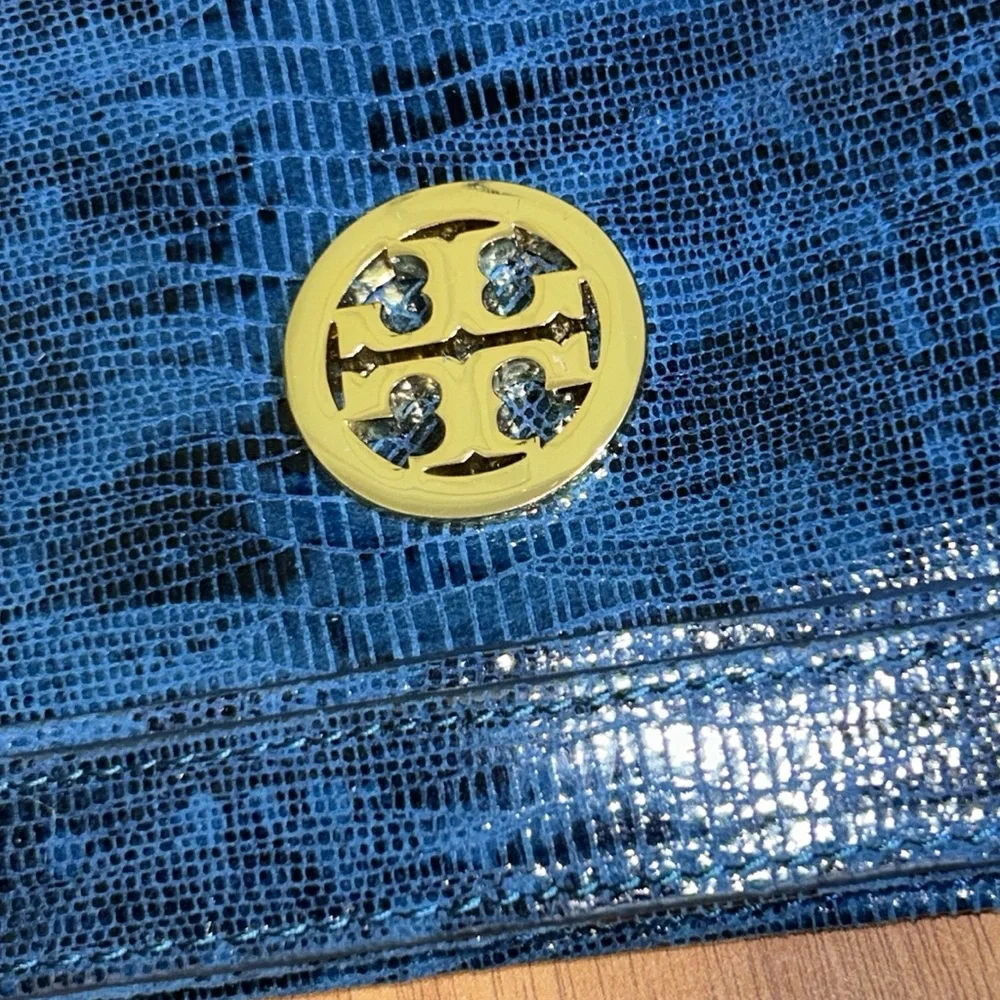 Tory Burch Lizard Embossed Leather Clutch Bag Long Wallet